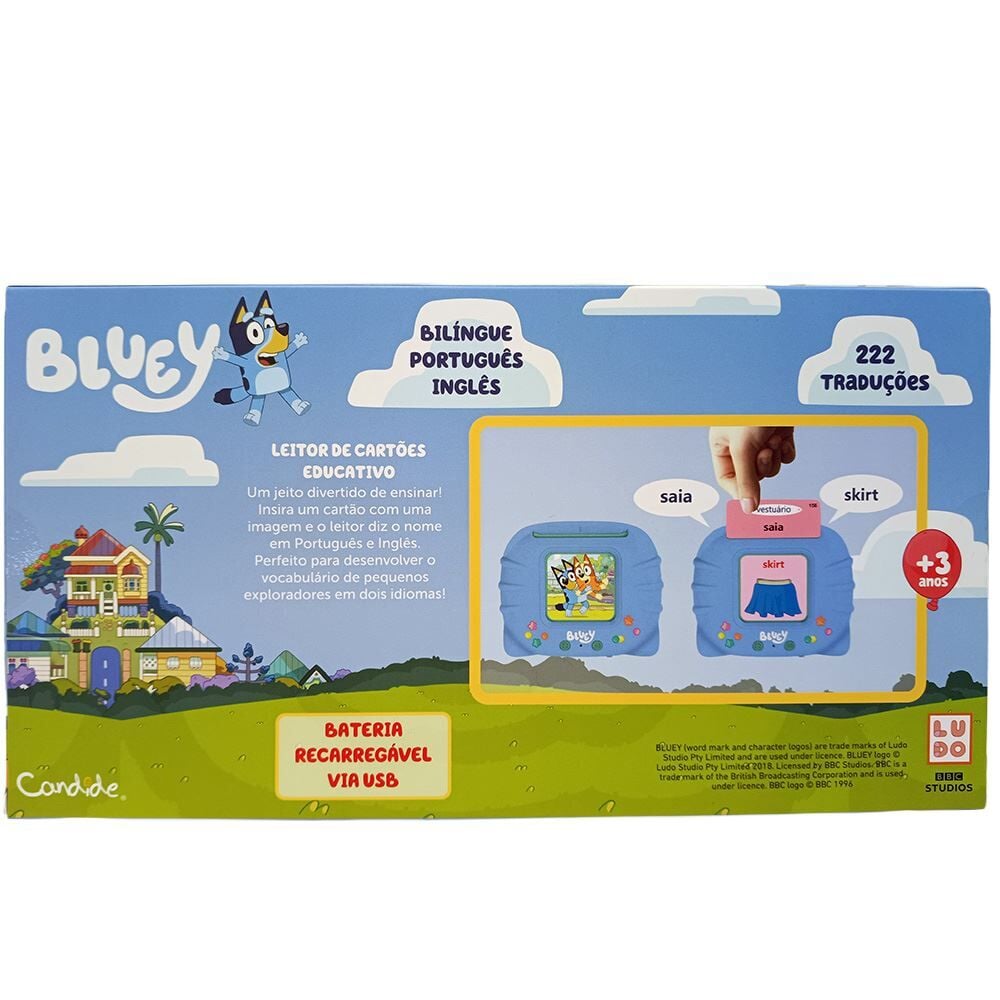 Leitor de Cartão Educativo Bluey Candide Bilingue