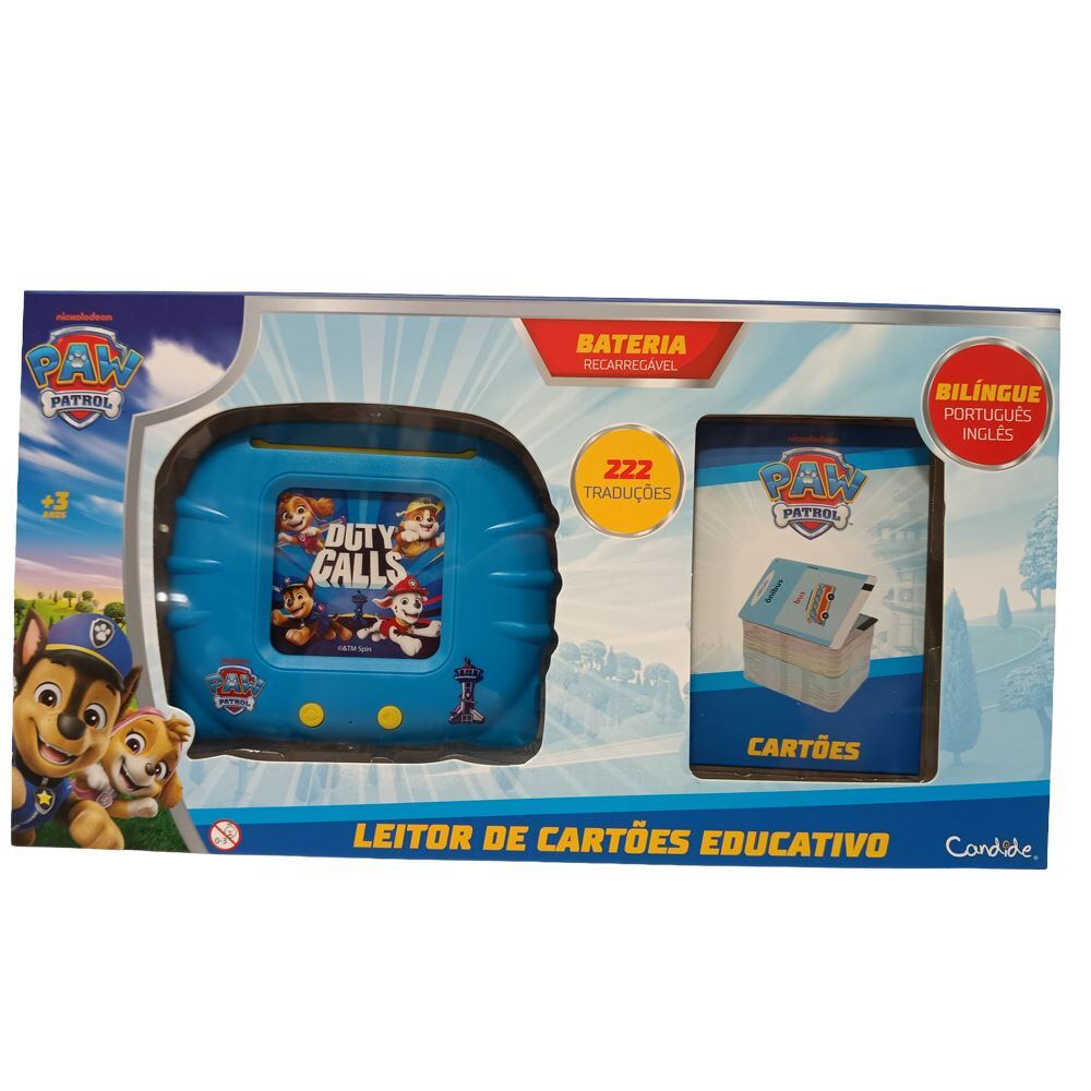 Leitor de Cartão Educativo Patrulha Canina Bilíngue Candide