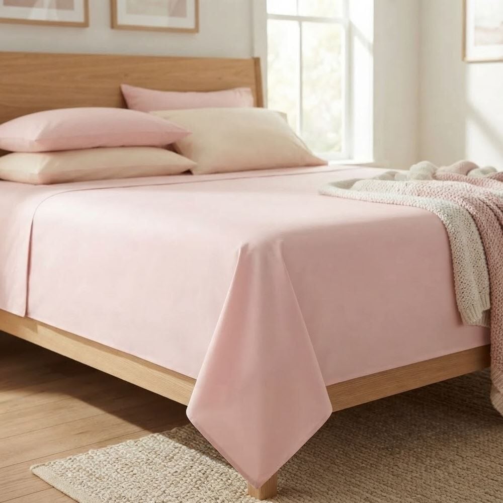 Lençol Avulso Casal Percal 100% Algodão Buona Fortuna - Rosa Liso Novo