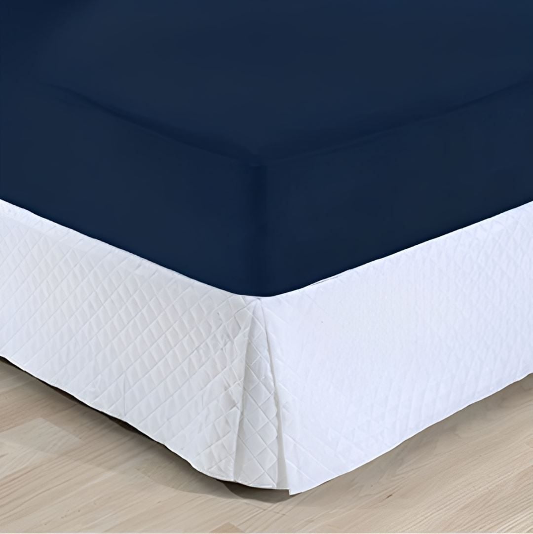 Lençol Avulso Queen Com Elástico Malha Slim Solecasa 1 Peça - Azul Profundo