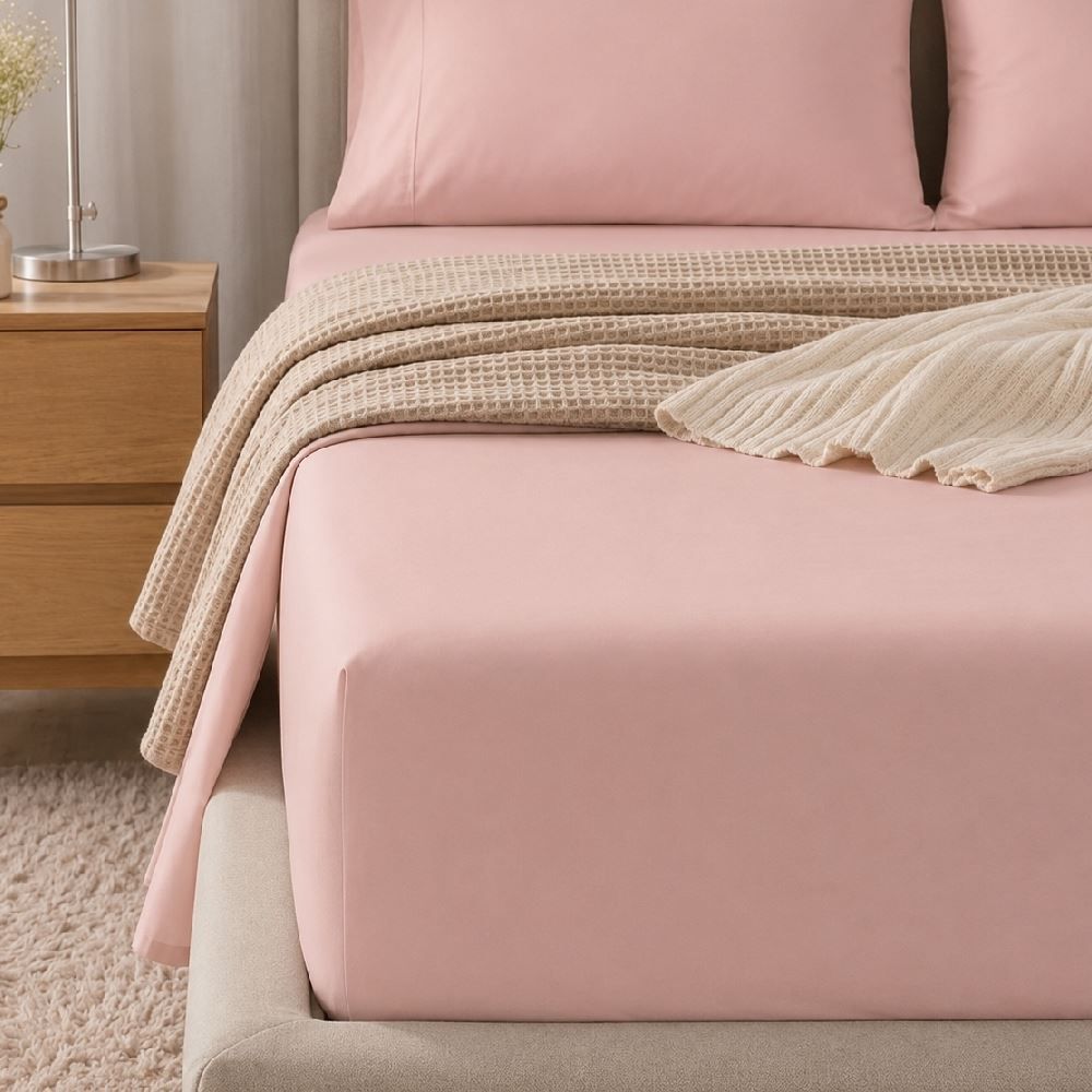 Lençol Casal Percal 100% Algodão Buona Fortuna - Rosa Liso Novo