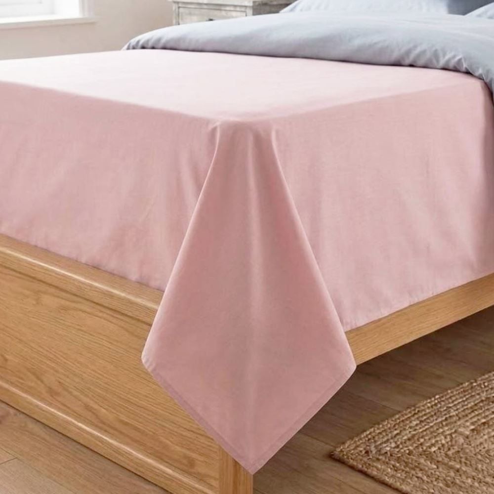 Lençol Queen 100% Algodão Sem Elástico Buona Fortuna - Rosa Liso Novo