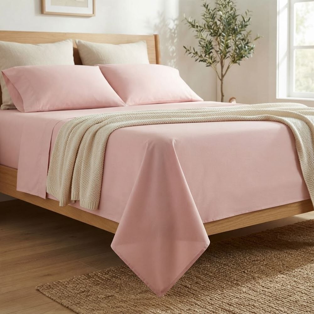 Lençol Queen 100% Algodão Sem Elástico Buona Fortuna - Rosa Velho