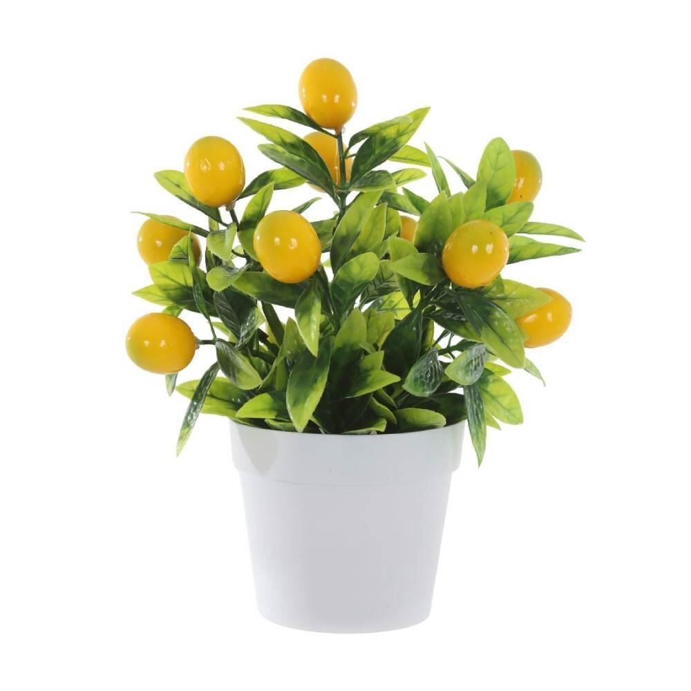 Arranjo Limão Amarelo com Vaso Plástico Florarte 20Cm