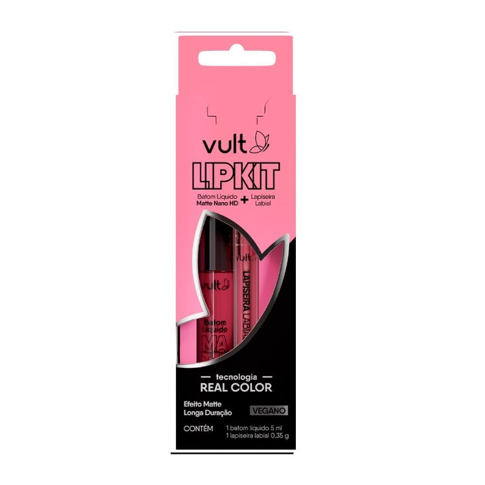 Lip Kit Batom Líquido Matte Nano Hd E Lapiseira Labial Vult - Malva
