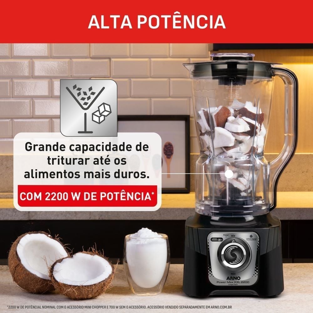 Liquidificador Arno Power Max XXL 2200W Preto LN88
