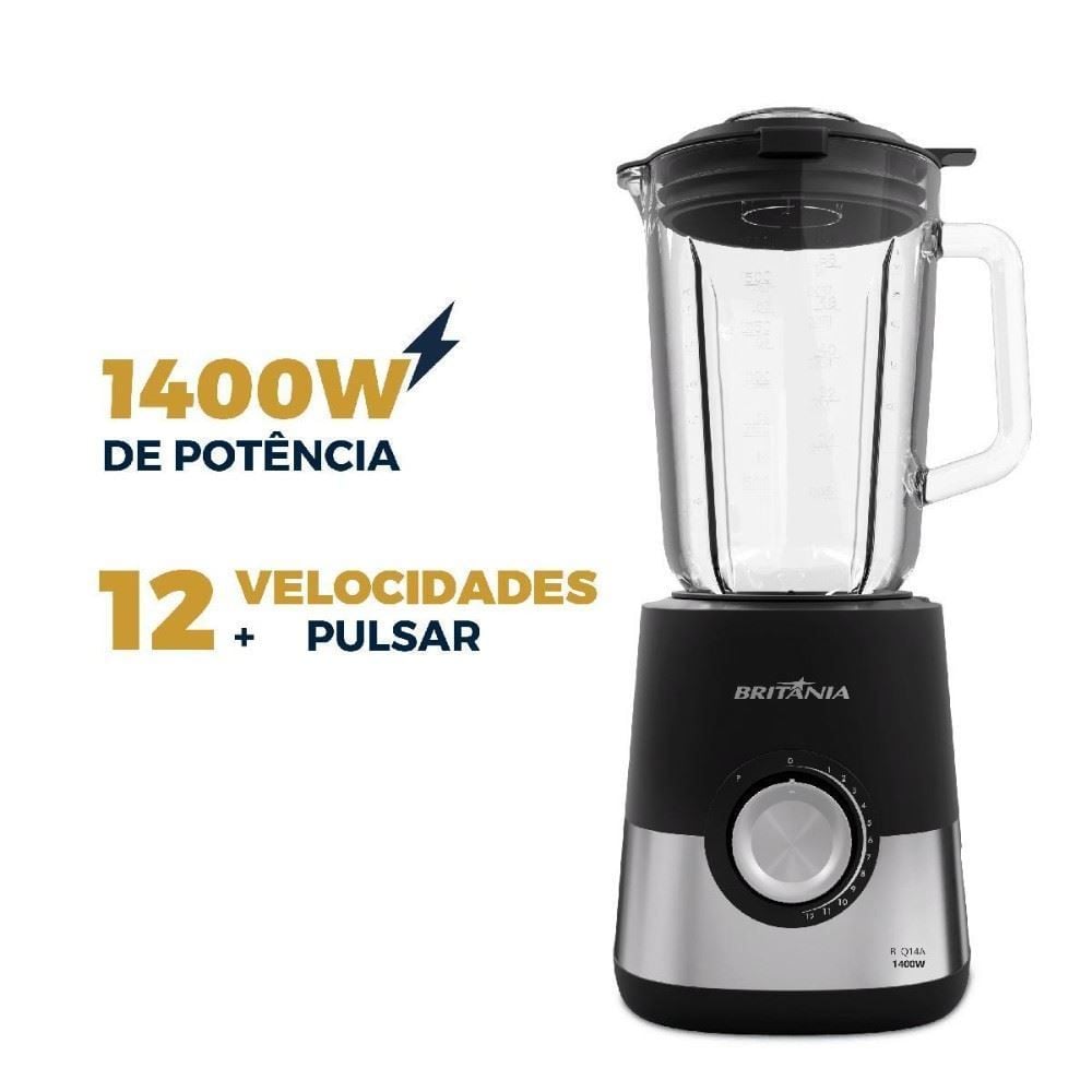Liquidificador Britânia 2,3 Litros de Vidro 12 Velocidades BLQ14A