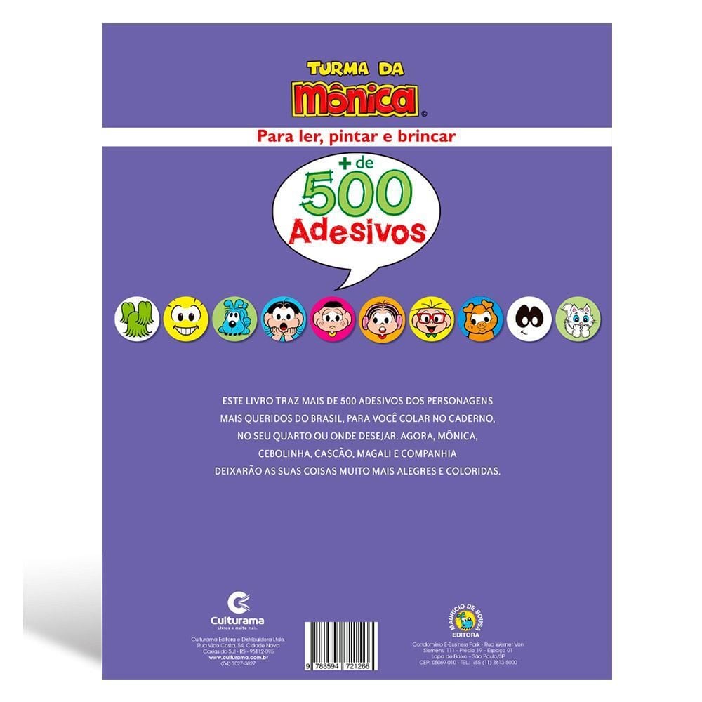 Livro De Atividades 500 Adesivos Turma Da Mônica - Culturama
