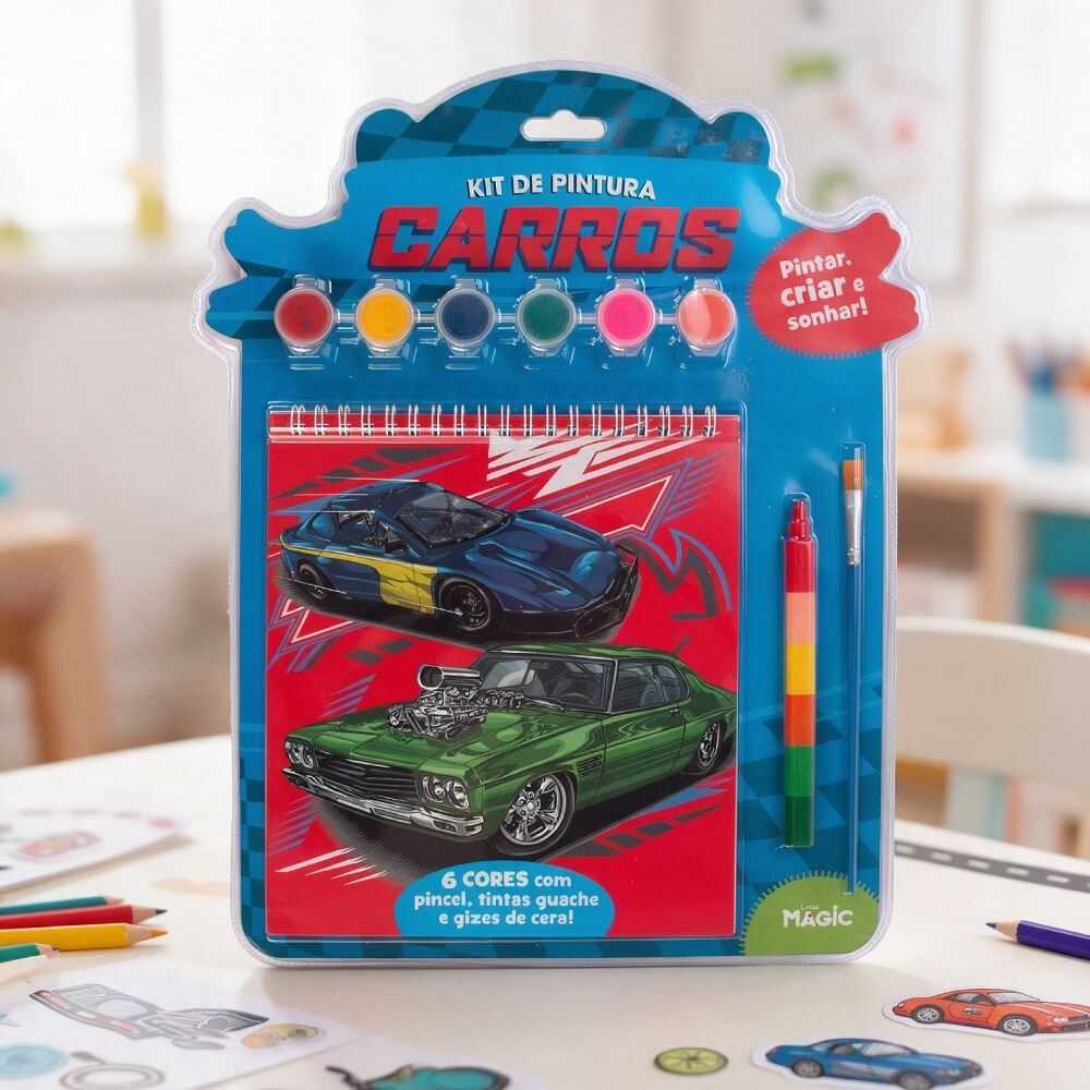 Livro Kit de Pintura Carros Criar e Sonhar - Magic Kids