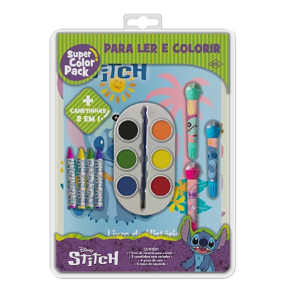 Livro Super Color Pack Stitch Disney Editora Dcl - D8304