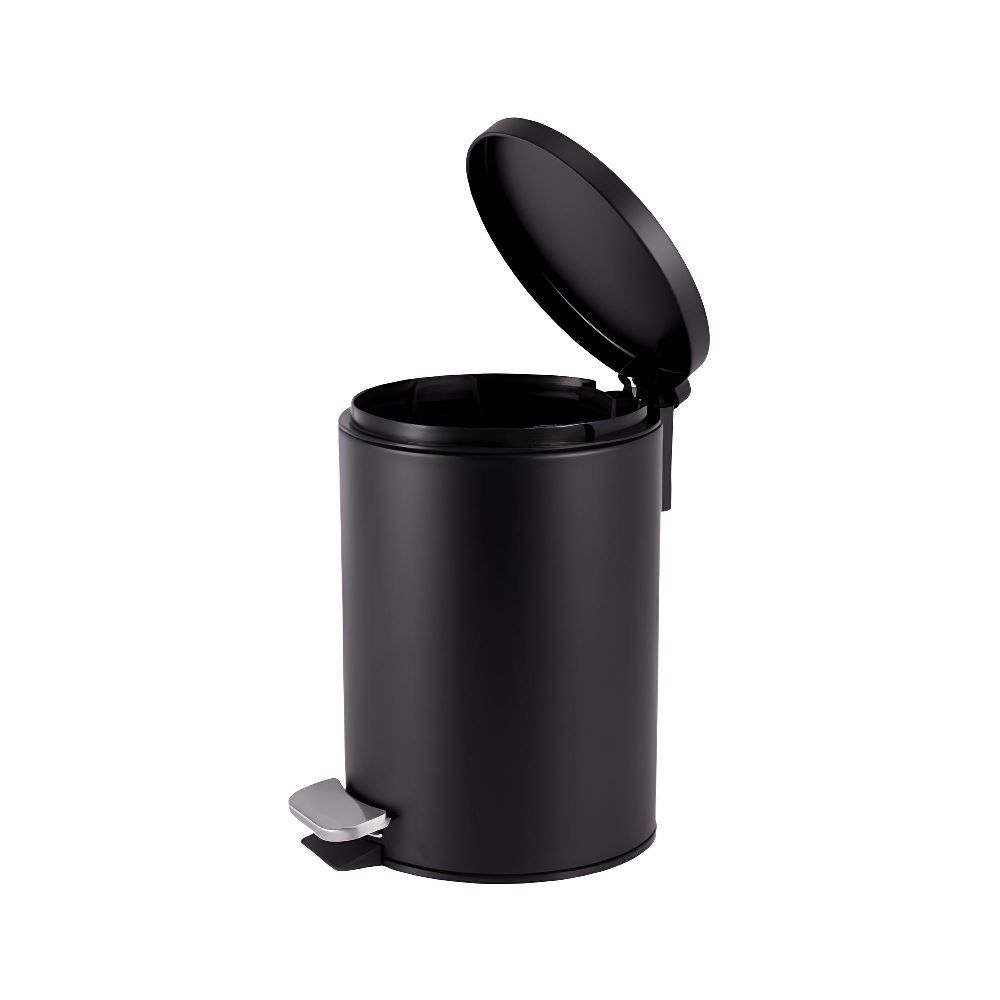 Lixeira Redonda Com Pedal Matte Camesa 3 Litros - Preto