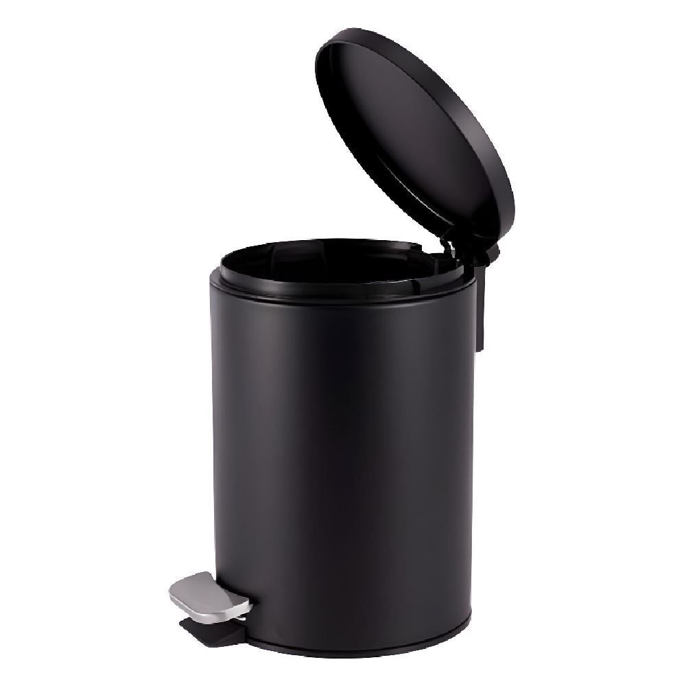Lixeira Redonda Com Pedal Matte Camesa 5 Litros - Preto