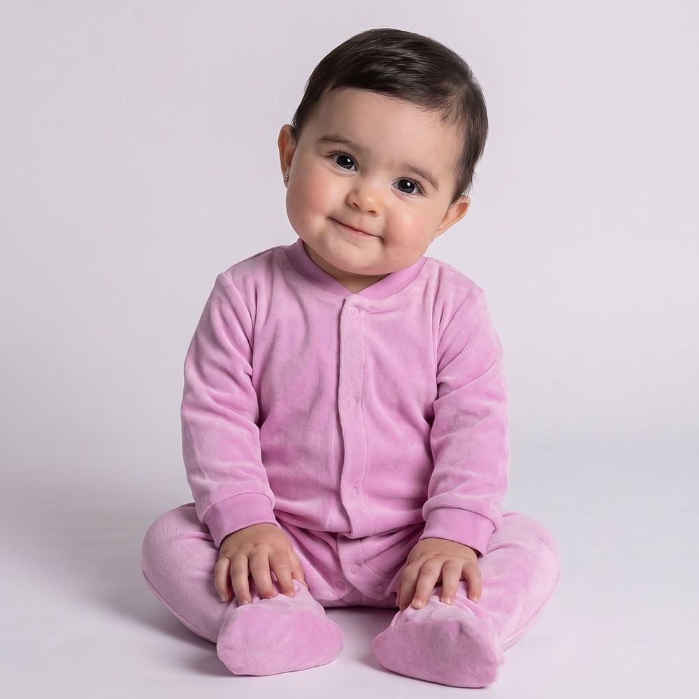 Macacão Bebê Menina Em Plush Com Pé Reversível Yoyo Baby