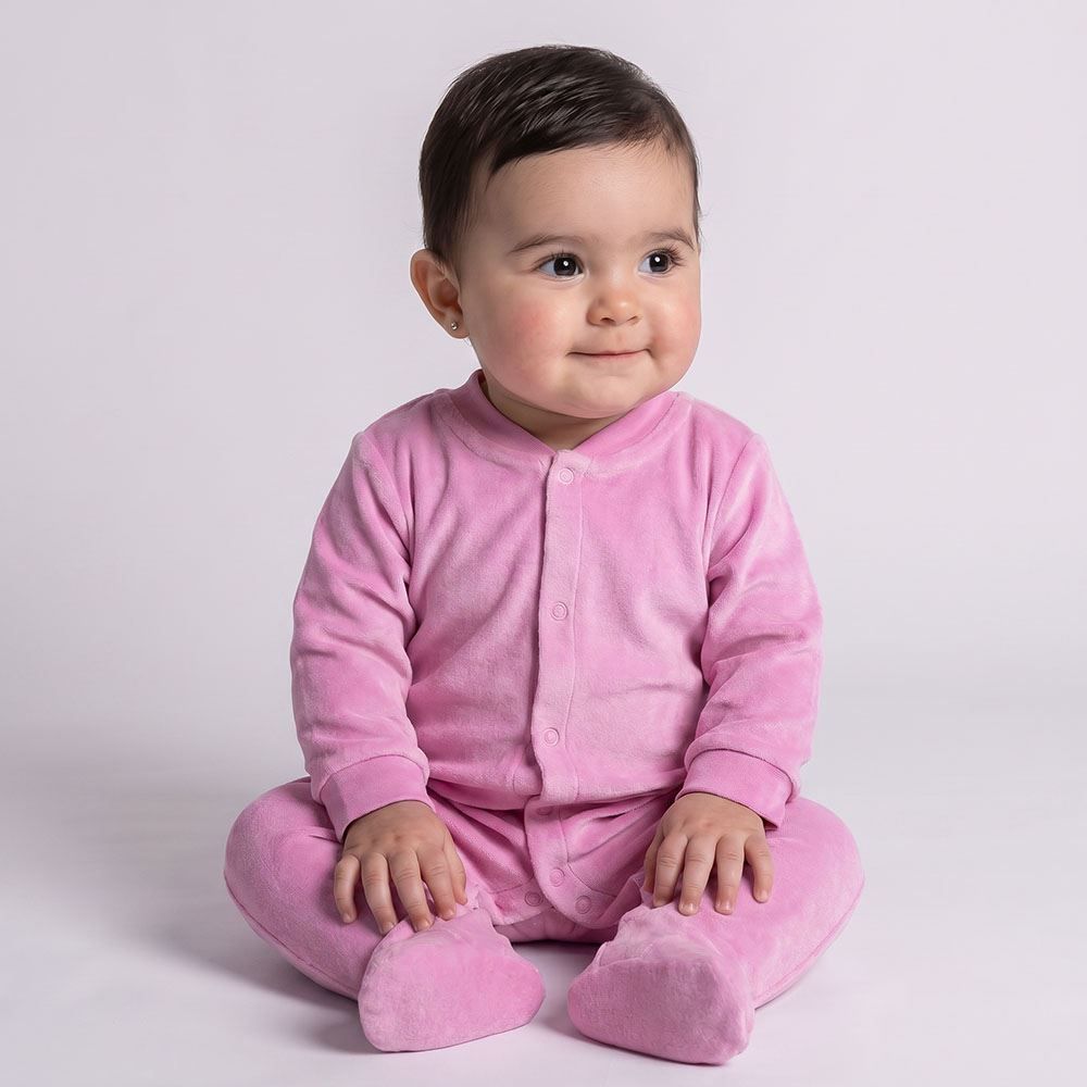 Macacão Bebê Menina Em Plush Com Pé Reversível Yoyo Baby