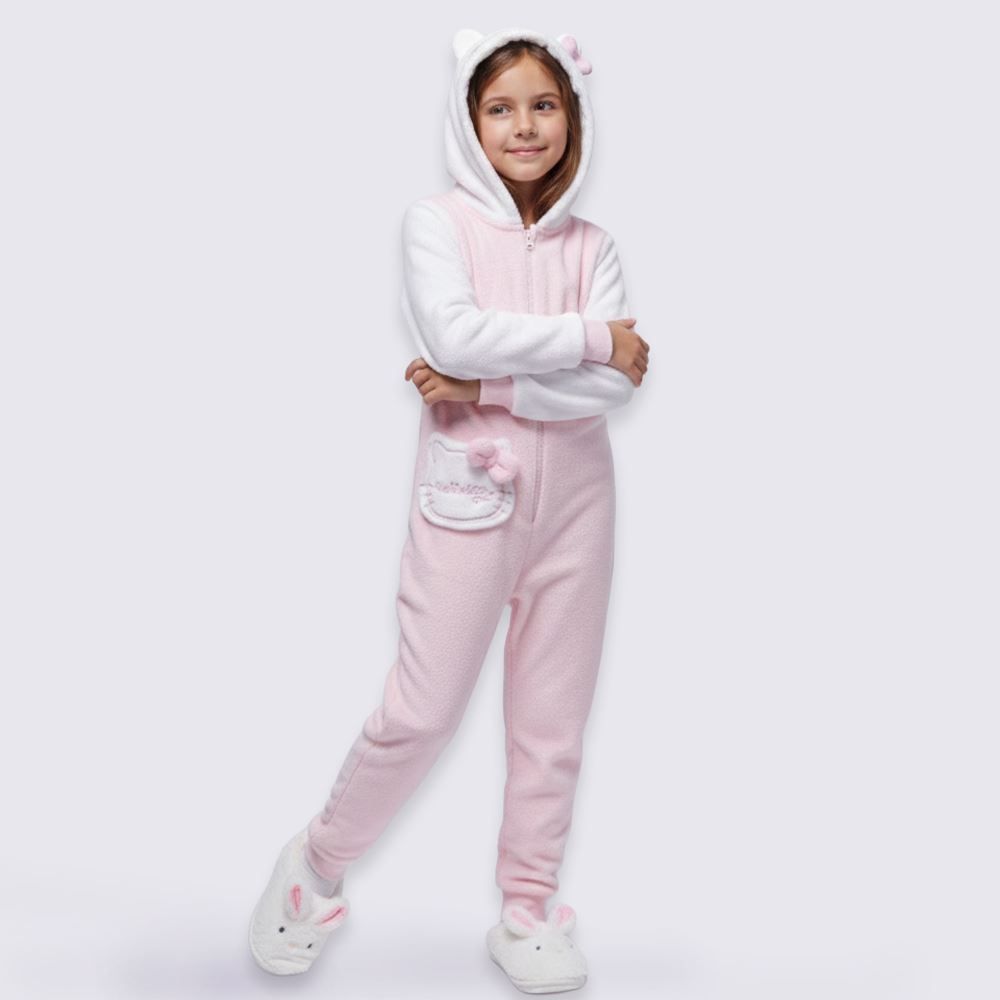 Macacão Pijama Infantil 4 a 10 Anos Em Fleece Sanrio