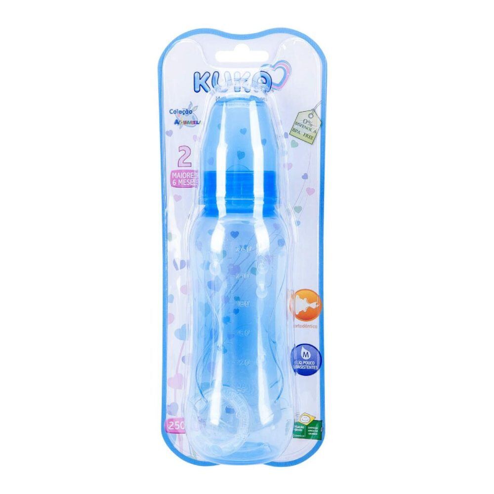 Mamadeira Aquarela Bico Ortodôntico 250Ml Kuka - Azul