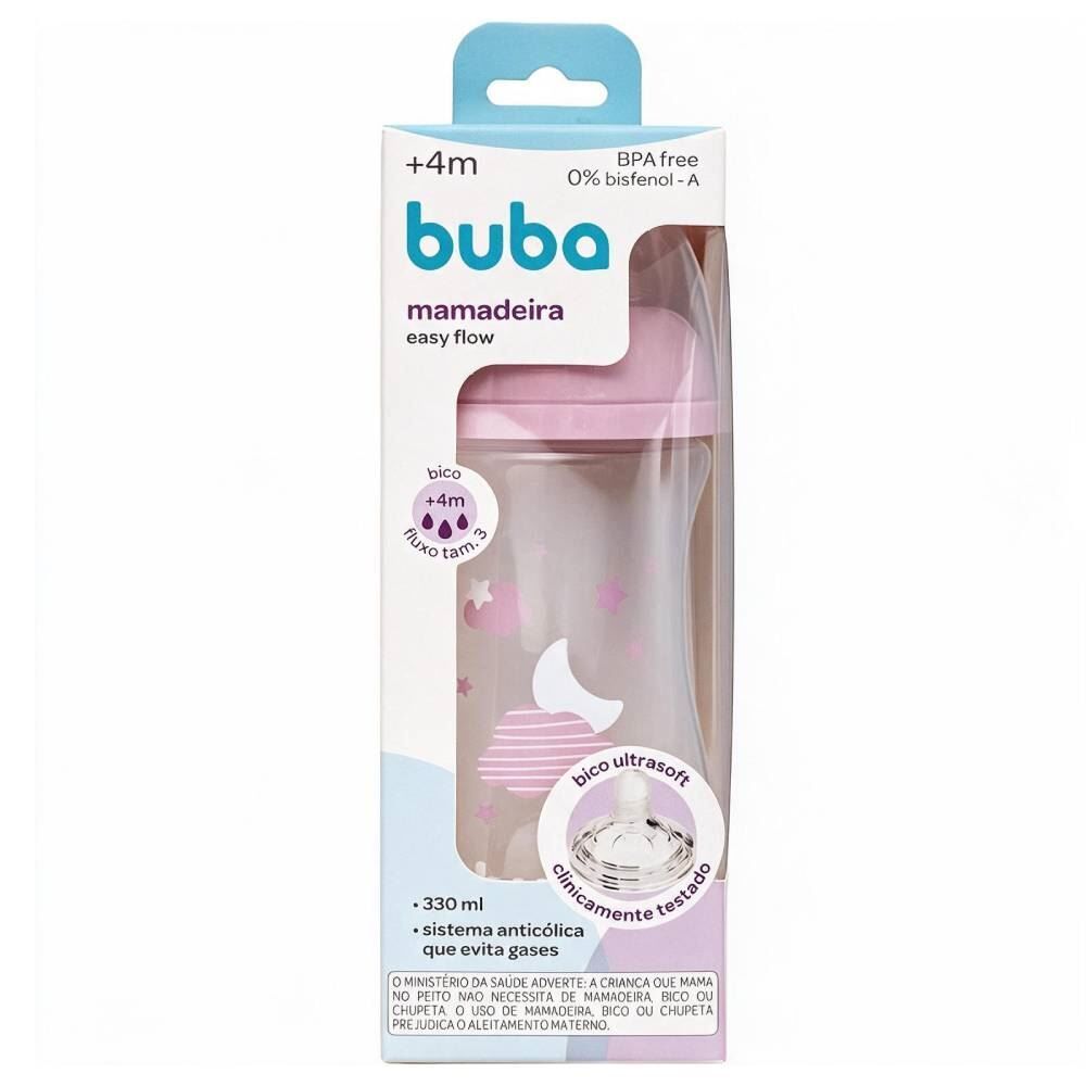 Mamadeira Easy Flow Buba 330Ml - Nuvem Rosa