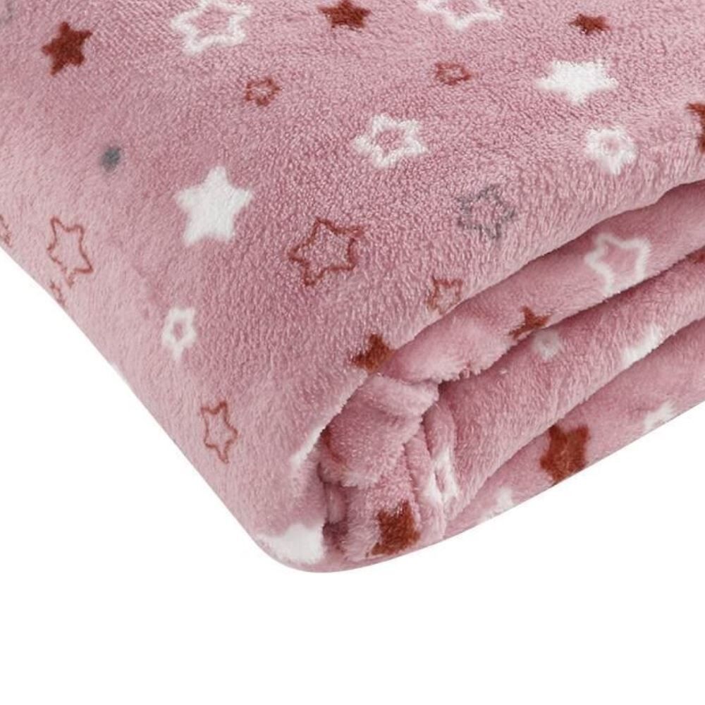 Manta de Bebê Microfibra 90X110cm Havan Baby 1 Peça - Estrelas Rosa