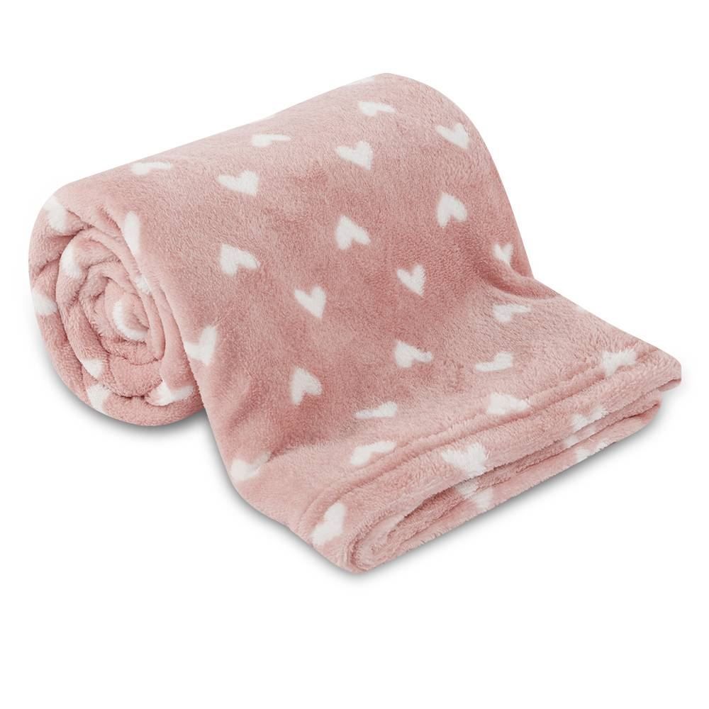 Manta de Bebê Microfibra 90X110 cm Havan Baby 1 Peça - Coração Rose