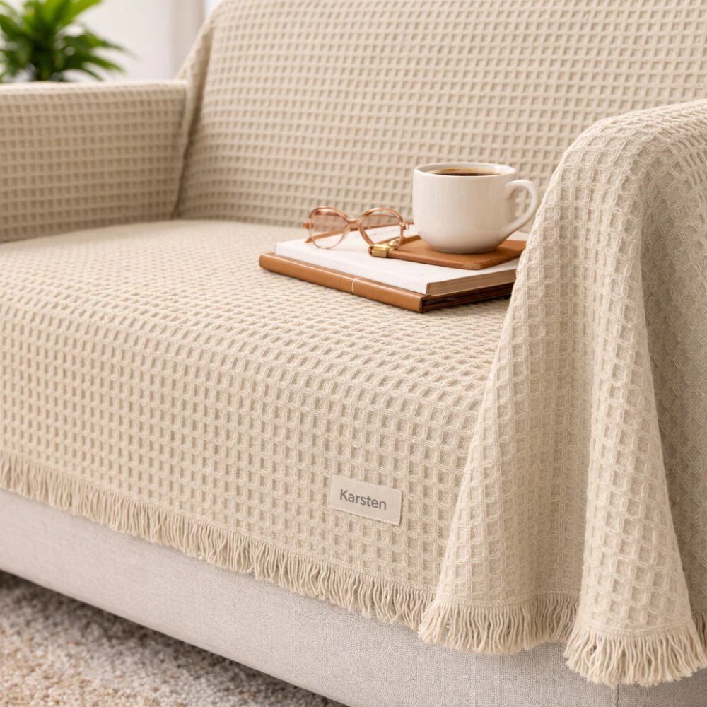 Manta Decorativa Denver 1,50X2,00M 100% Algodão Karsten - Areia