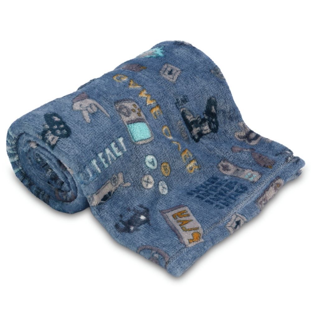 Manta Infantil 100% Poliéster Encantos Havan Kids - Gaming Azul
