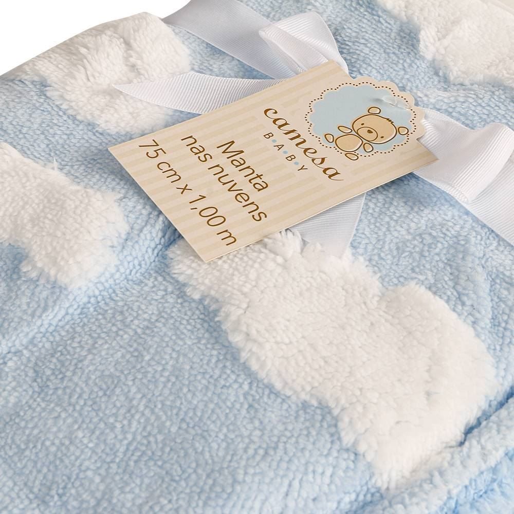 Manta Infantil 100% Poliéster Nas Nuvens Baby Camesa - Azul