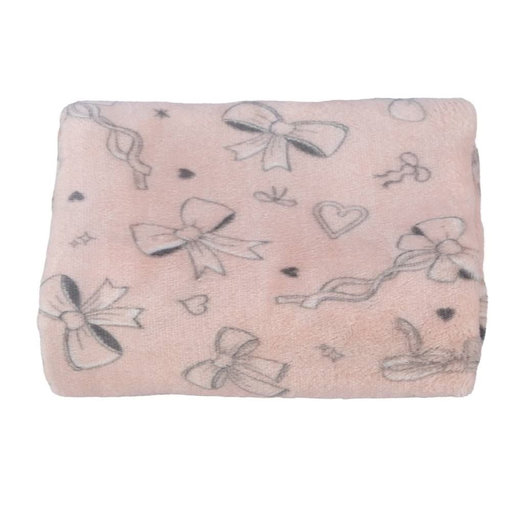 Manta Infantil Encantos Havan Kids - Laços Rosa e Cinza