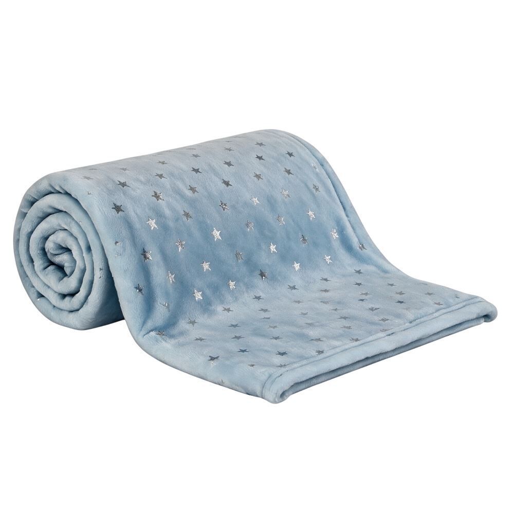 Manta de Bebê Sherpa Flannel Estrelinhas Camesa 75X100 - Azul