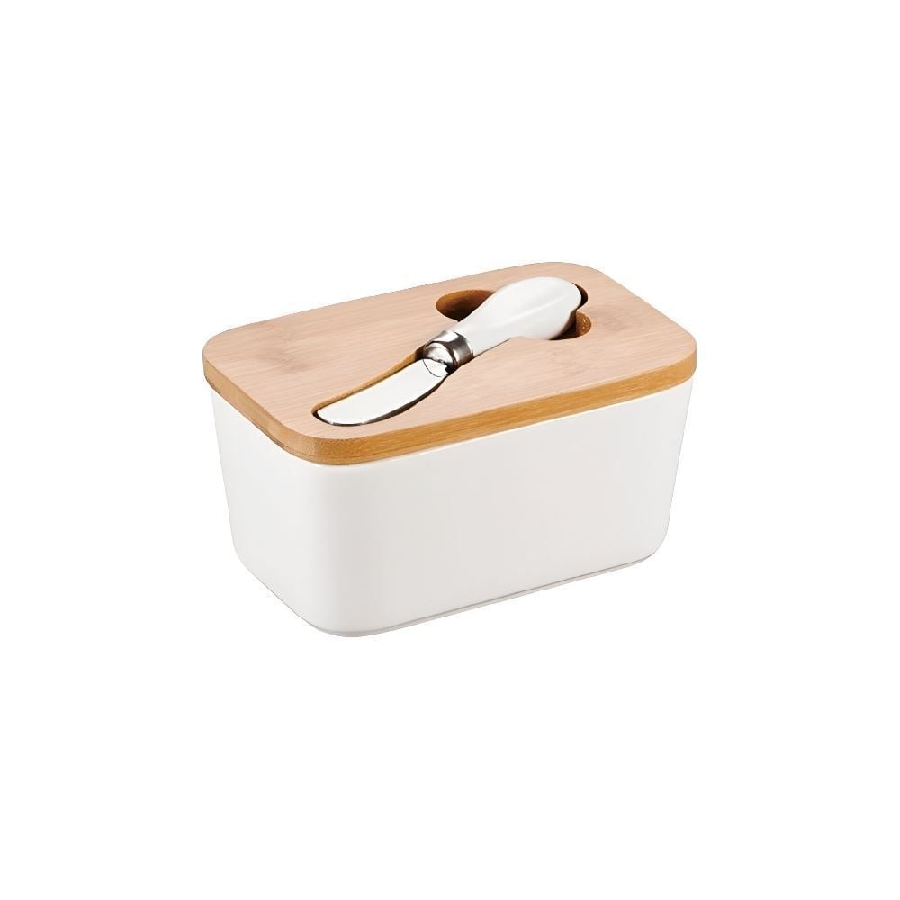 Manteigueira Com Espátula Casual Hauskraft 15 Cm - Branco