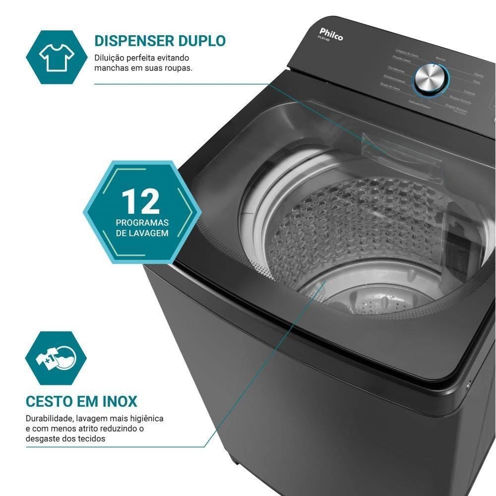 Máquina de Lavar Philco 14 Kg PLR14B 12 Programas de Lavagem