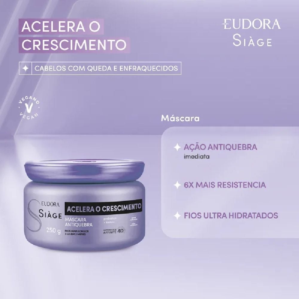 Máscara Capilar Eudora Siàge Acelera O Crescimento - 250g
