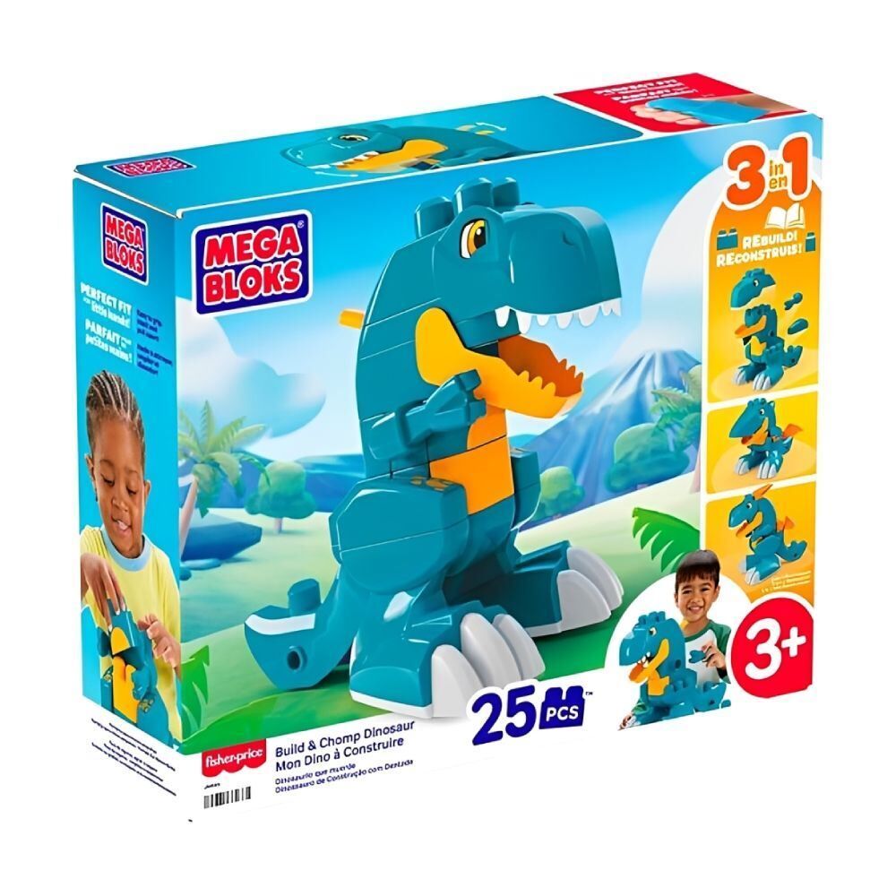 Mega Bloks Jogo de Construção 3 em 1 Dinossauro Fischer-Price