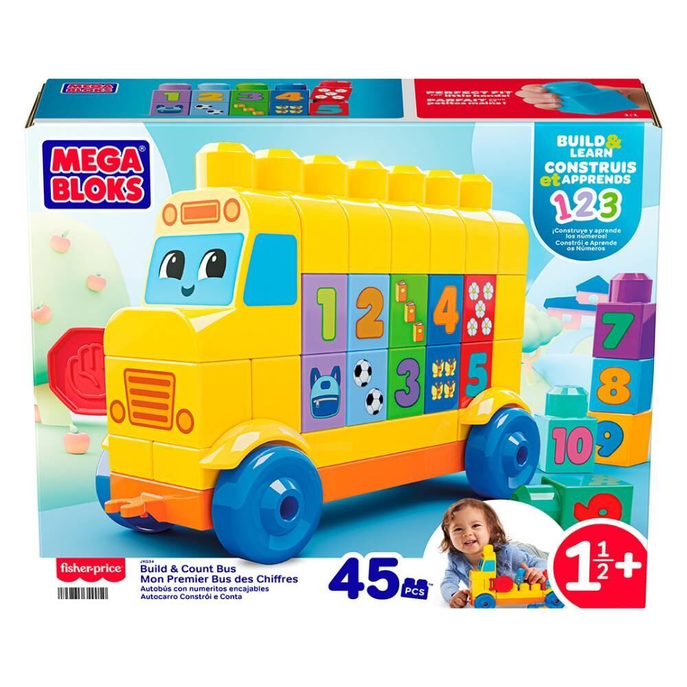 Mega Bloks Jogo de Construção Ônibus dos Números Monte e Conte Fischer-Price