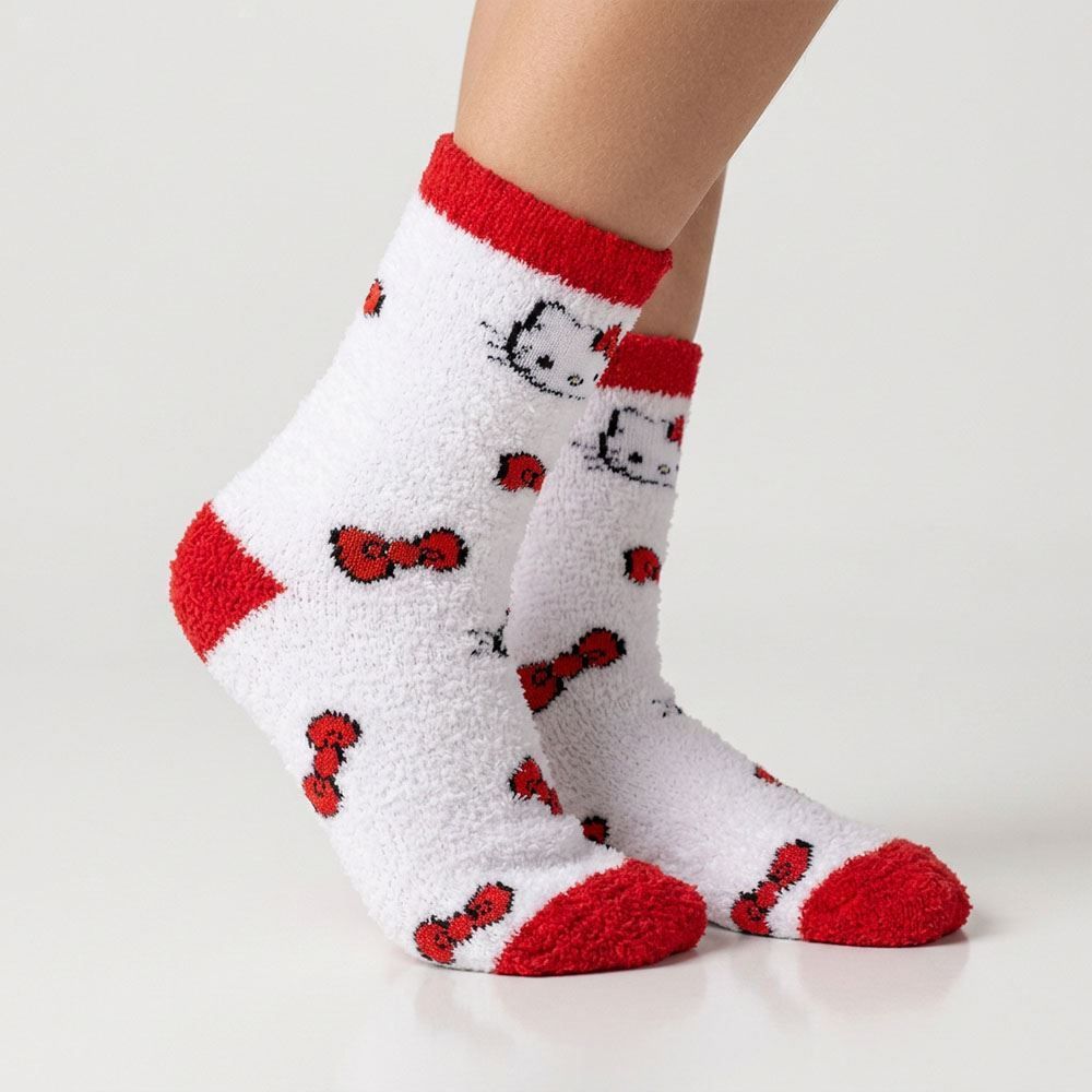 Meia Cano Longo Hello Kitty Chenille Sanrio - BRANCO 34/38