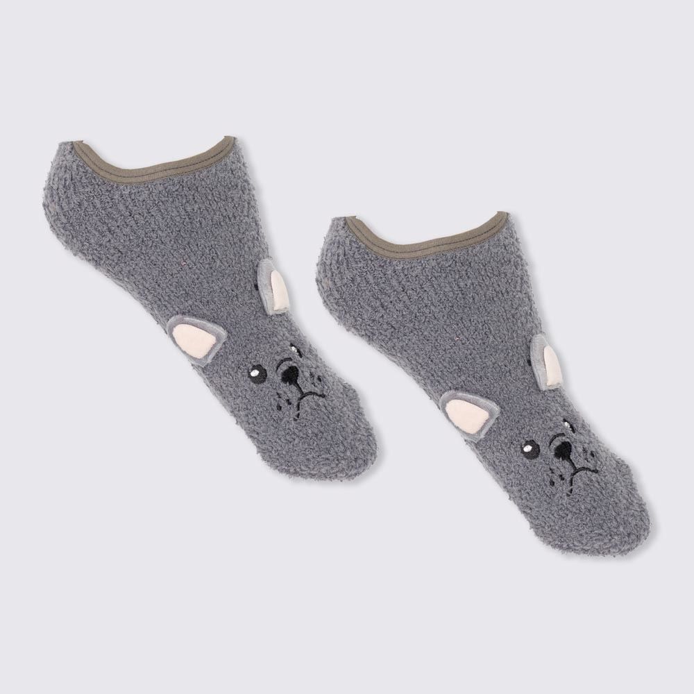 Meia Sapatilha Feminina Fleece Bulldog Camila Moretti - CINZA CLARO 34/39
