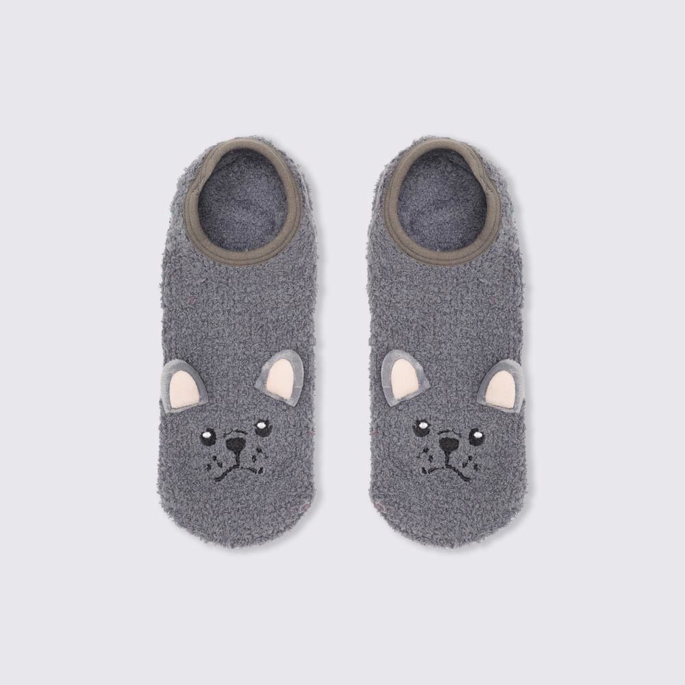 Meia Sapatilha Feminina Fleece Bulldog Camila Moretti - CINZA CLARO 34/39