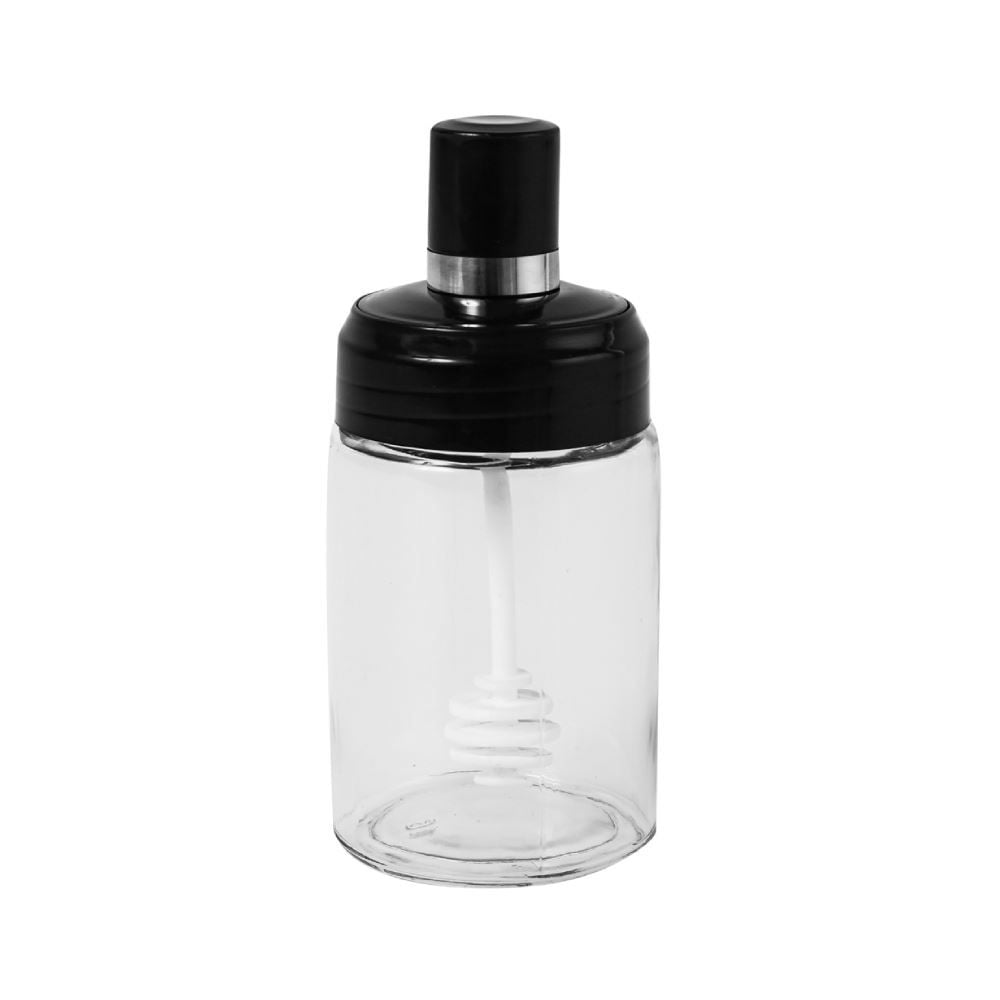 Meleira De Vidro Com Pegador E Tampa De Plástico Wolff 220 Ml - Transparente e Preto