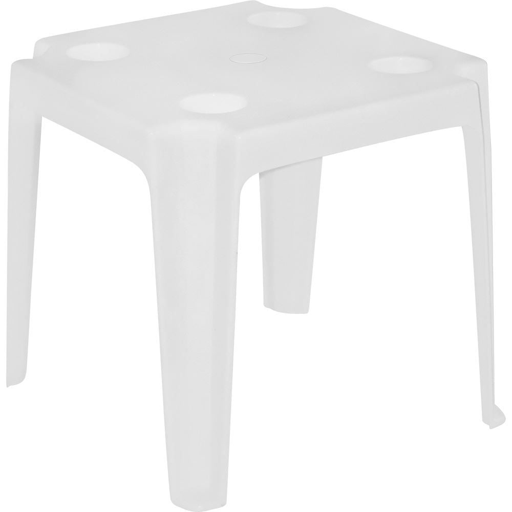 Mesa Plástica de Apoio com Porta Copos Bel Branca