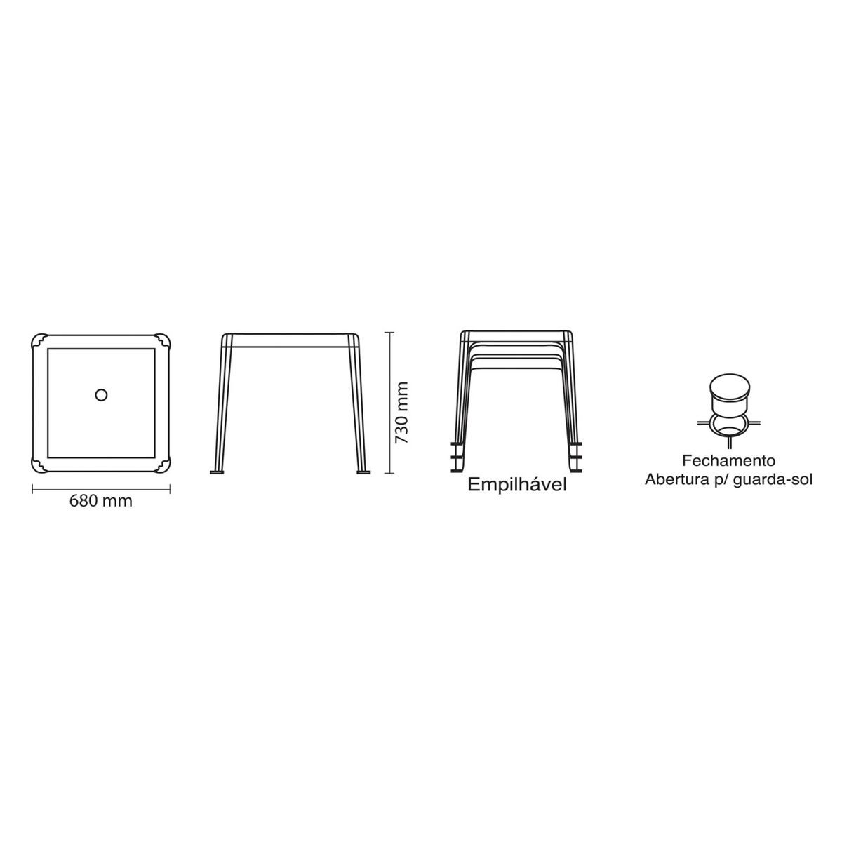 Mesa Plástica Quadrada Tambaú Tramontina - 92314/010