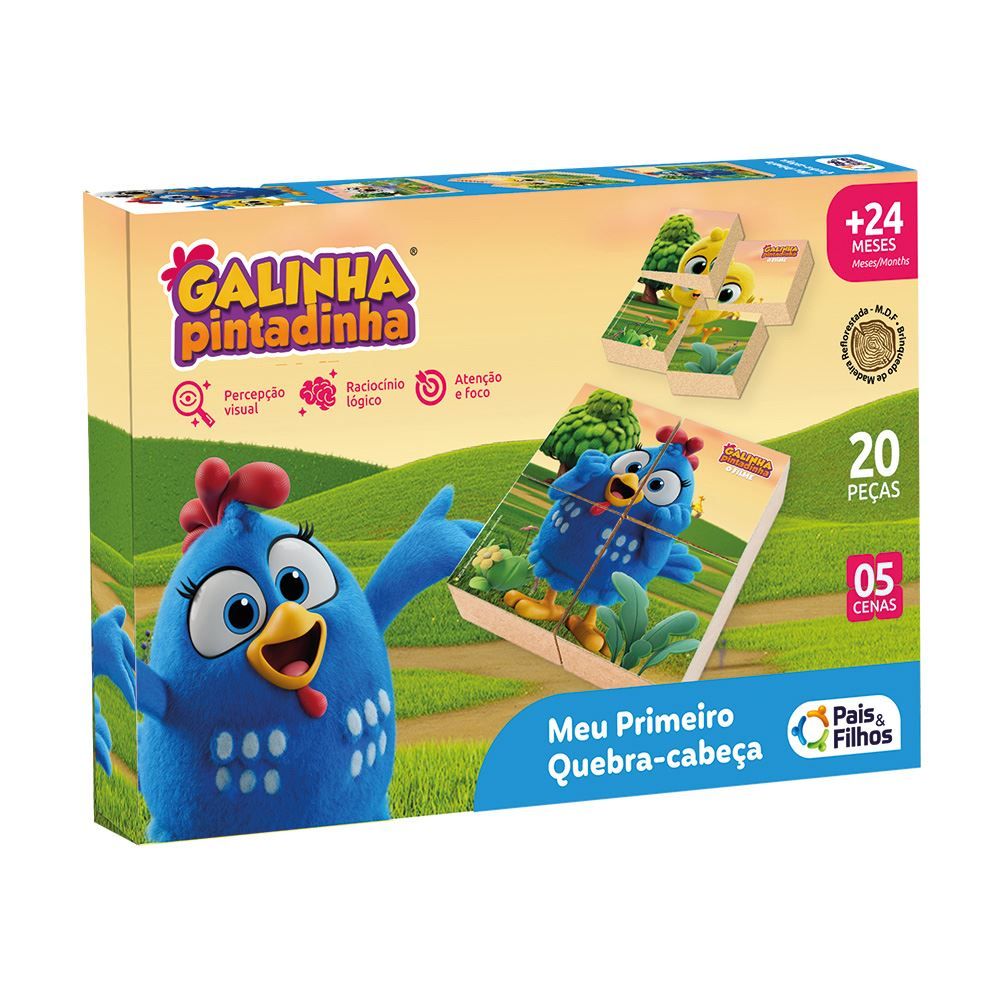 Meu Primeiro Q. Cabeca 20 Pcs - Galinha Pintadinha - Madeira