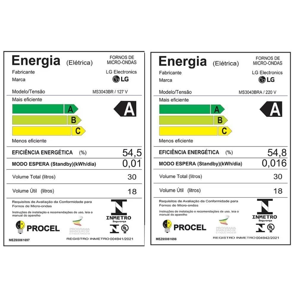 Micro-ondas LG 30 Litros Limpa Fácil MS3043BR