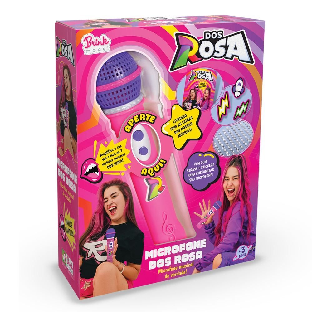 Microfone Musical Amplifica a Sua Voz e Toca 3 Musicas dos Rosas