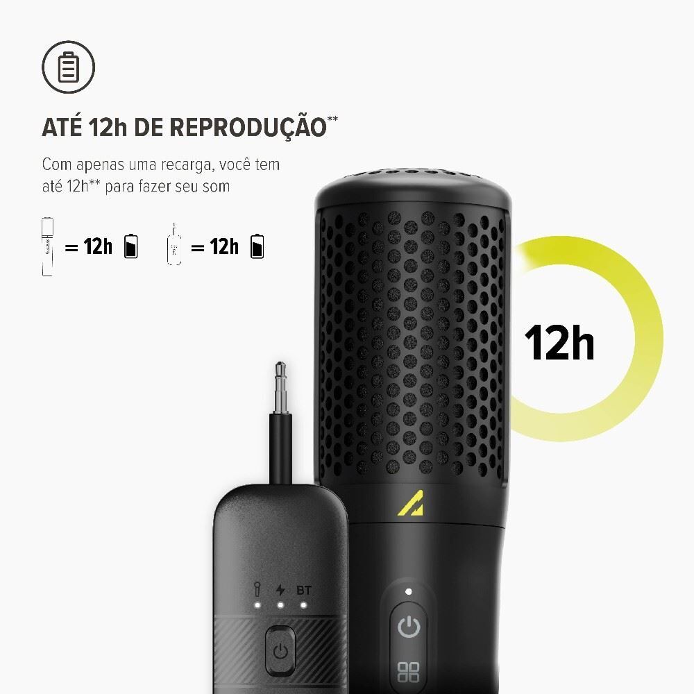 Microfone Wireless Bivolt Waaw Vocal 100 Pro Recarregável