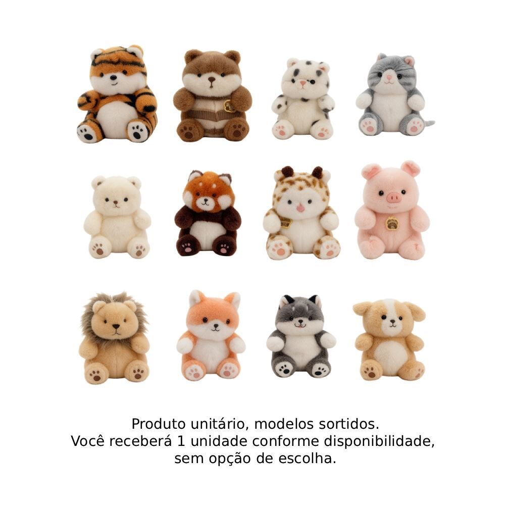 Mini Bichinho de Pelúcia com Chaveiro 12Cm Havan Toys - Sortido