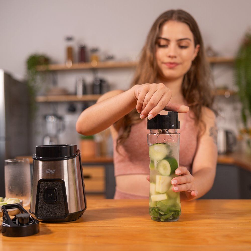 Mini Liquidificador Blender Go Wap Com 2 Copos Squeeze