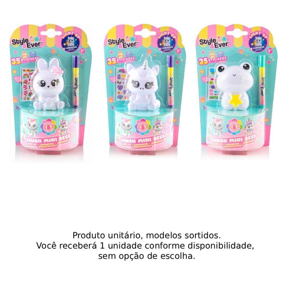 Decore Sua Mini Luminária Kawaii Fun - Sortido