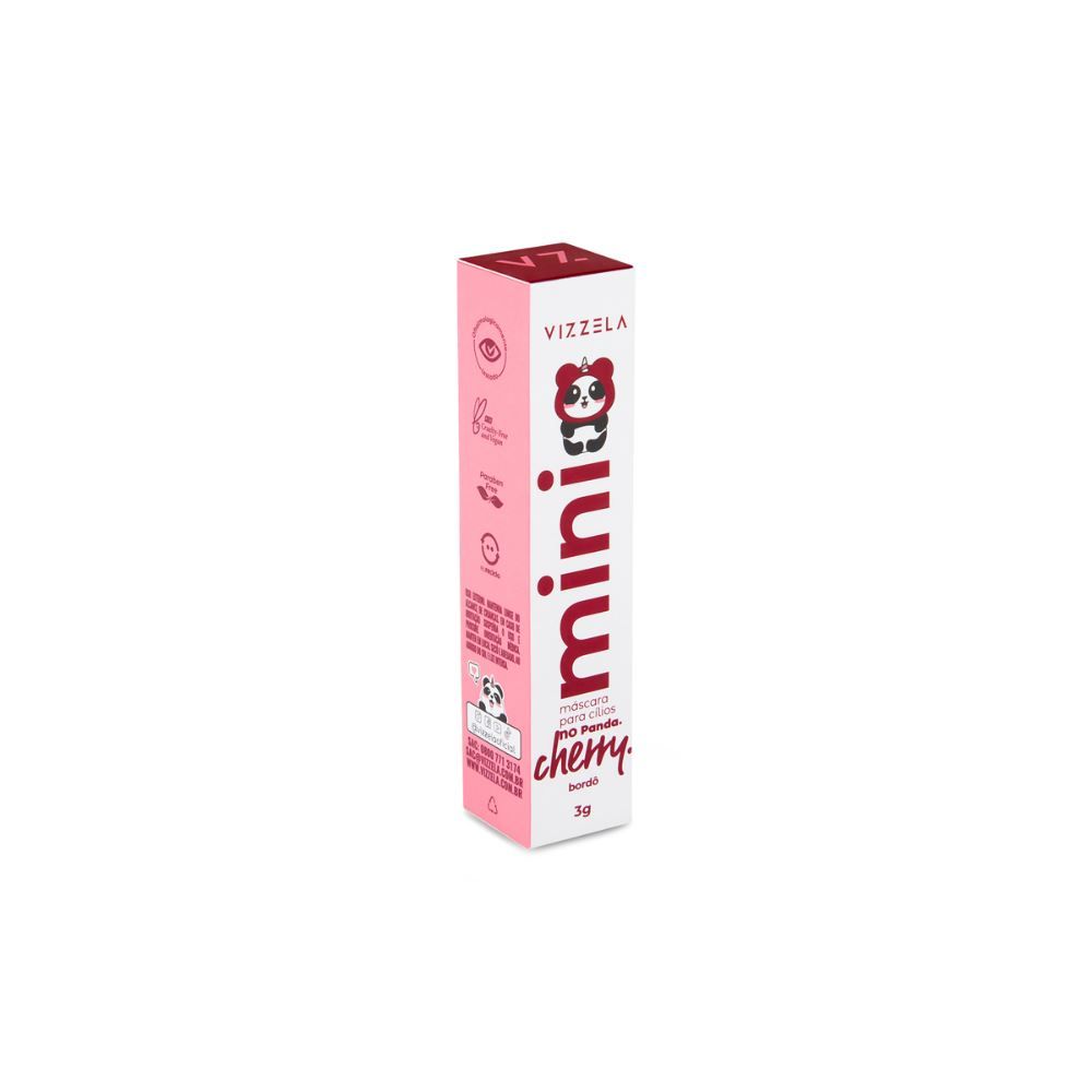 Mini Mascara para Cílios Vizzela - Cor Cherry - Vegana - 3G