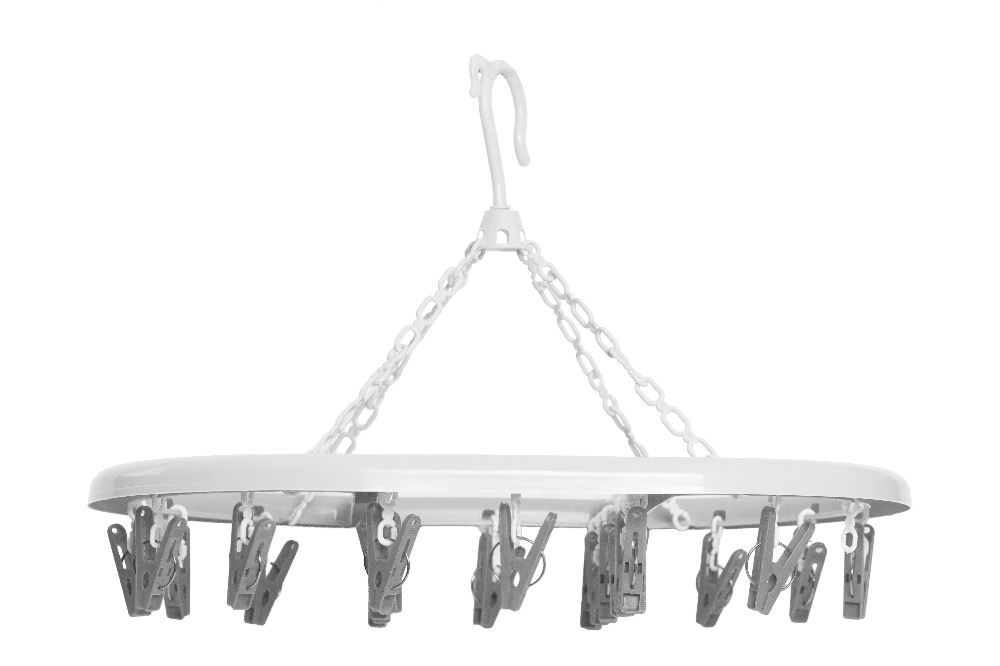 Mini Varal Oval Powermaid 24 Prendedores Tam. Unico Branco C/ Cinza