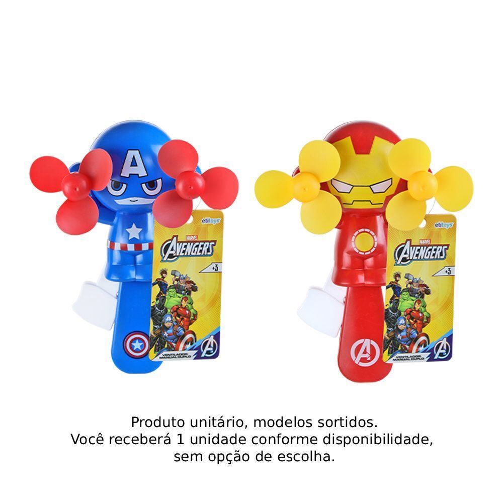 Mini Ventilador Manual Duplo Avengers Etitoys - Sortido