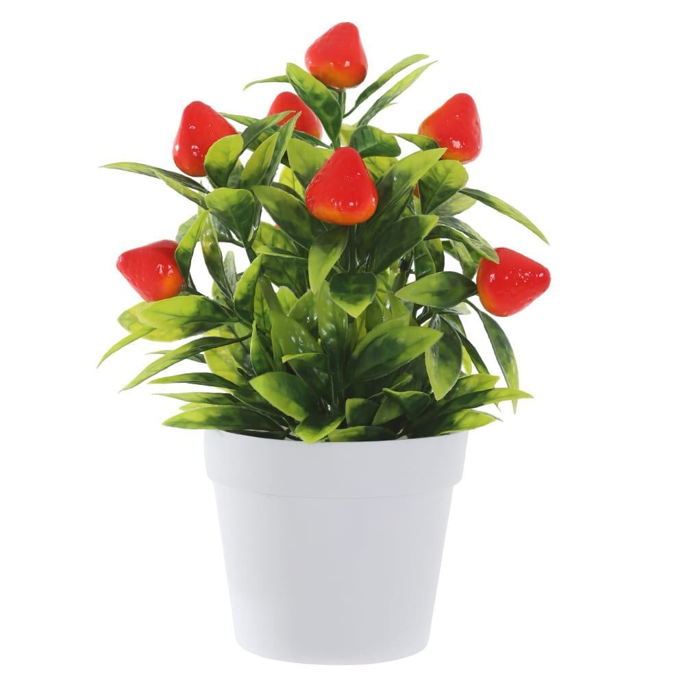 Morango C/Pote X10 Florarte Vermelho 20Cm